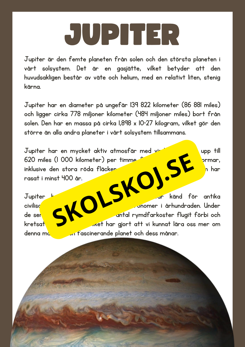 Våra 8 planeter - Läsförståelse - Häfte