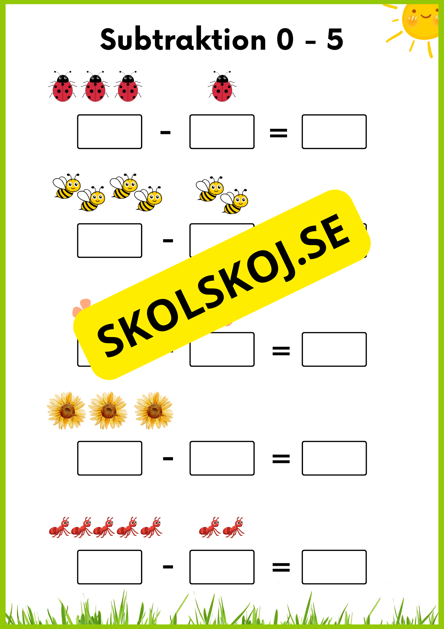 Vårmatte - Subtraktion 0 - 10