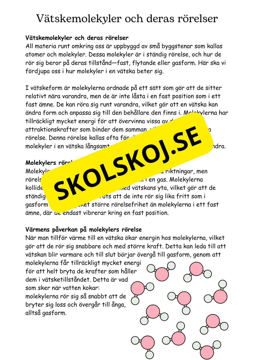 Vattenmolekyler och deras förändringar - Naturorienterande ämnen NO