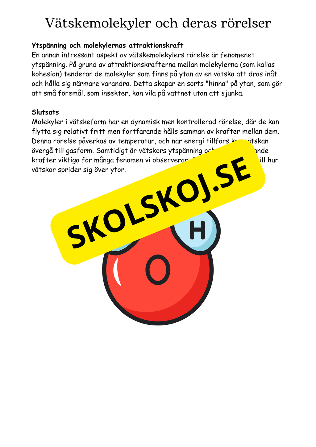Vattenmolekyler och deras förändringar - Naturorienterande ämnen NO