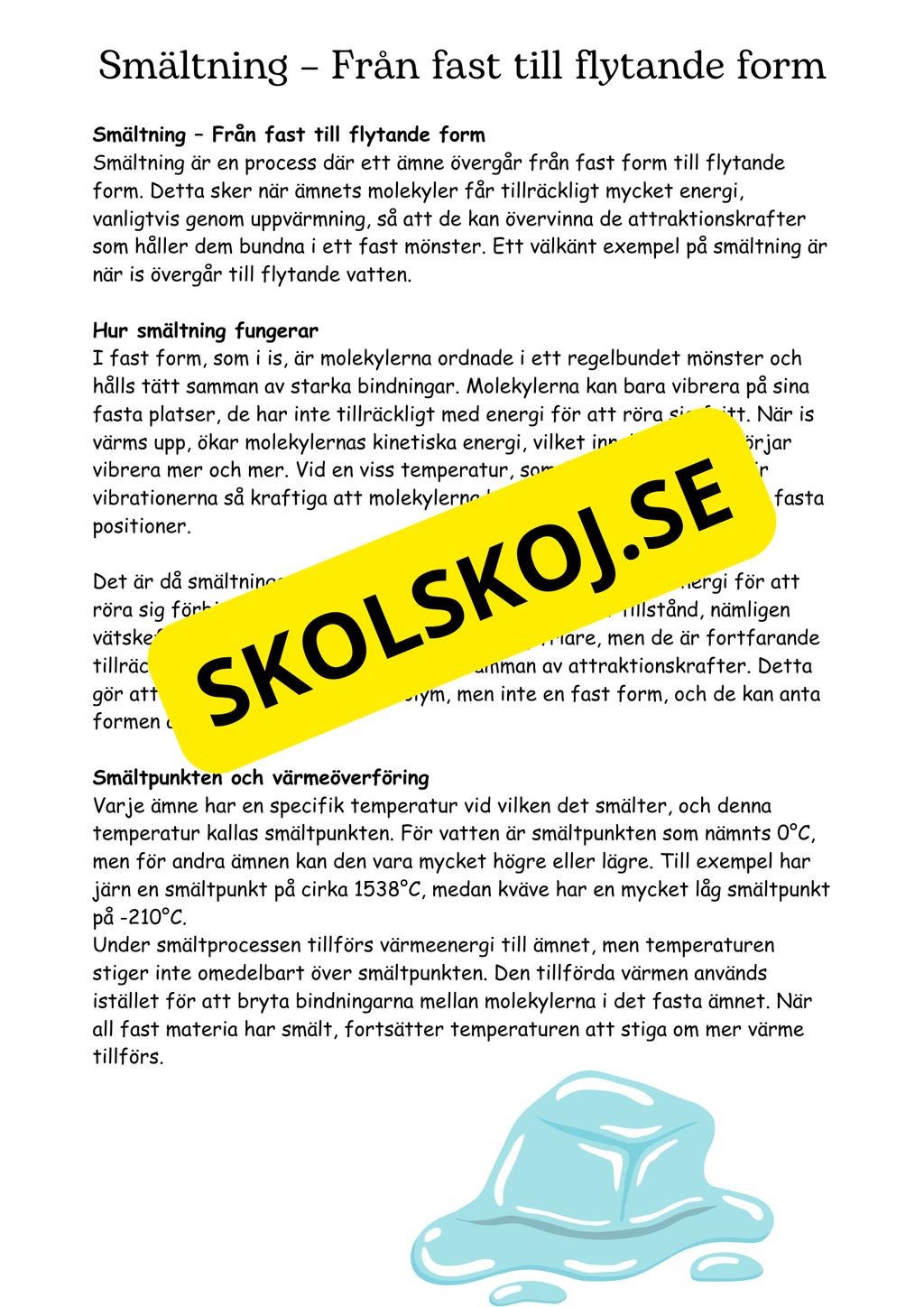 Vattenmolekyler och deras förändringar - Naturorienterande ämnen NO