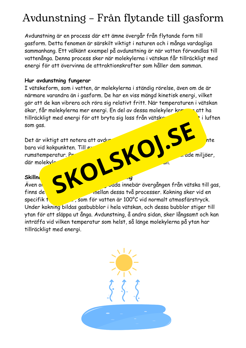 Vattenmolekyler och deras förändringar - Naturorienterande ämnen NO