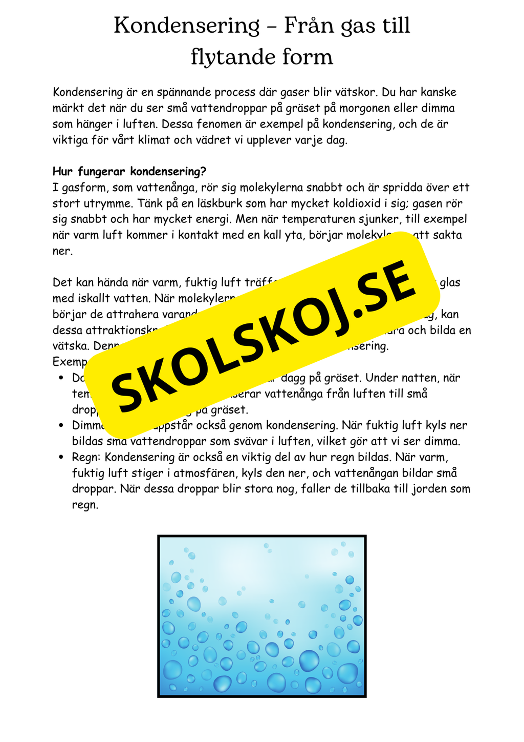 Vattenmolekyler och deras förändringar - Naturorienterande ämnen NO