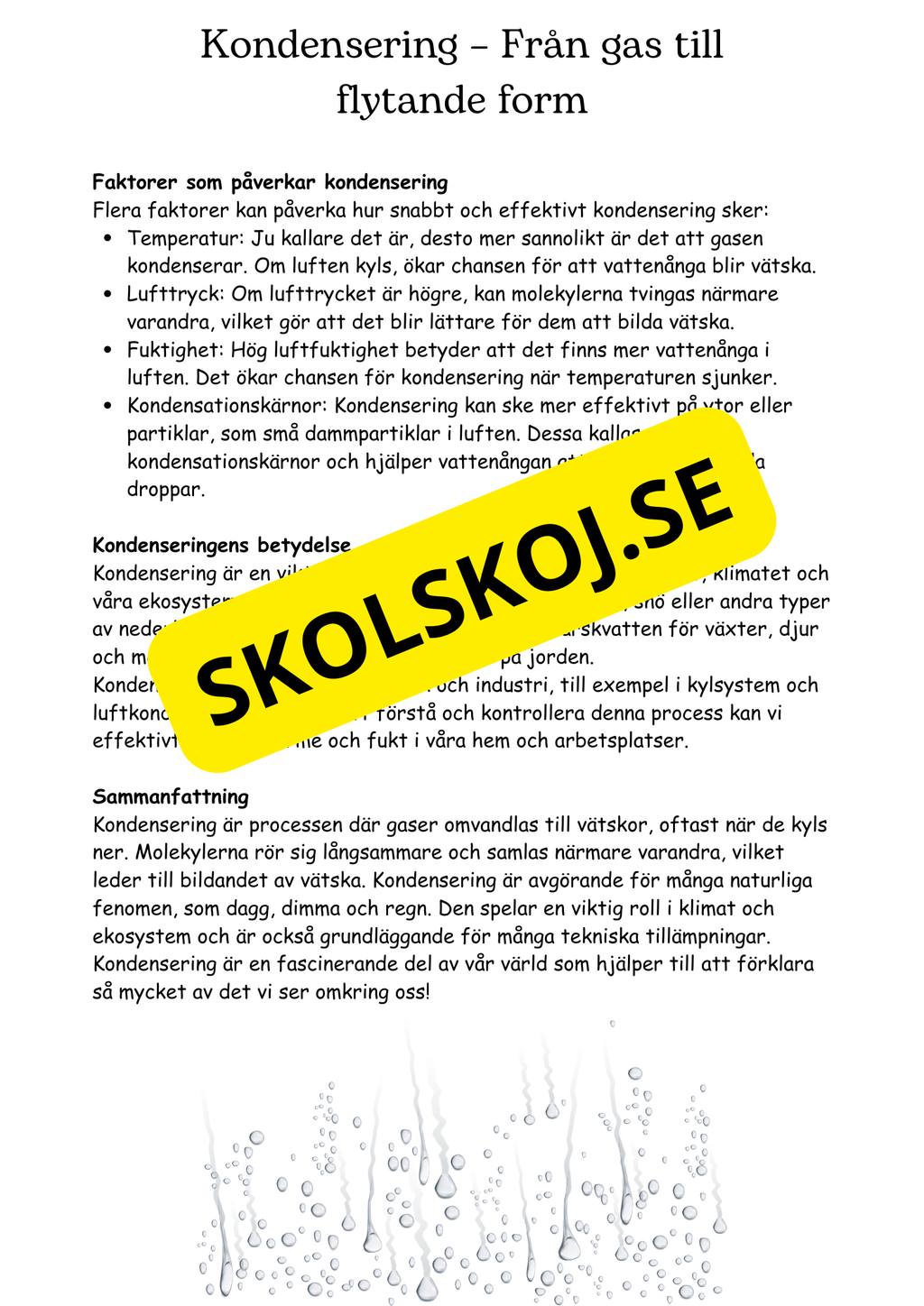 Vattenmolekyler och deras förändringar - Naturorienterande ämnen NO