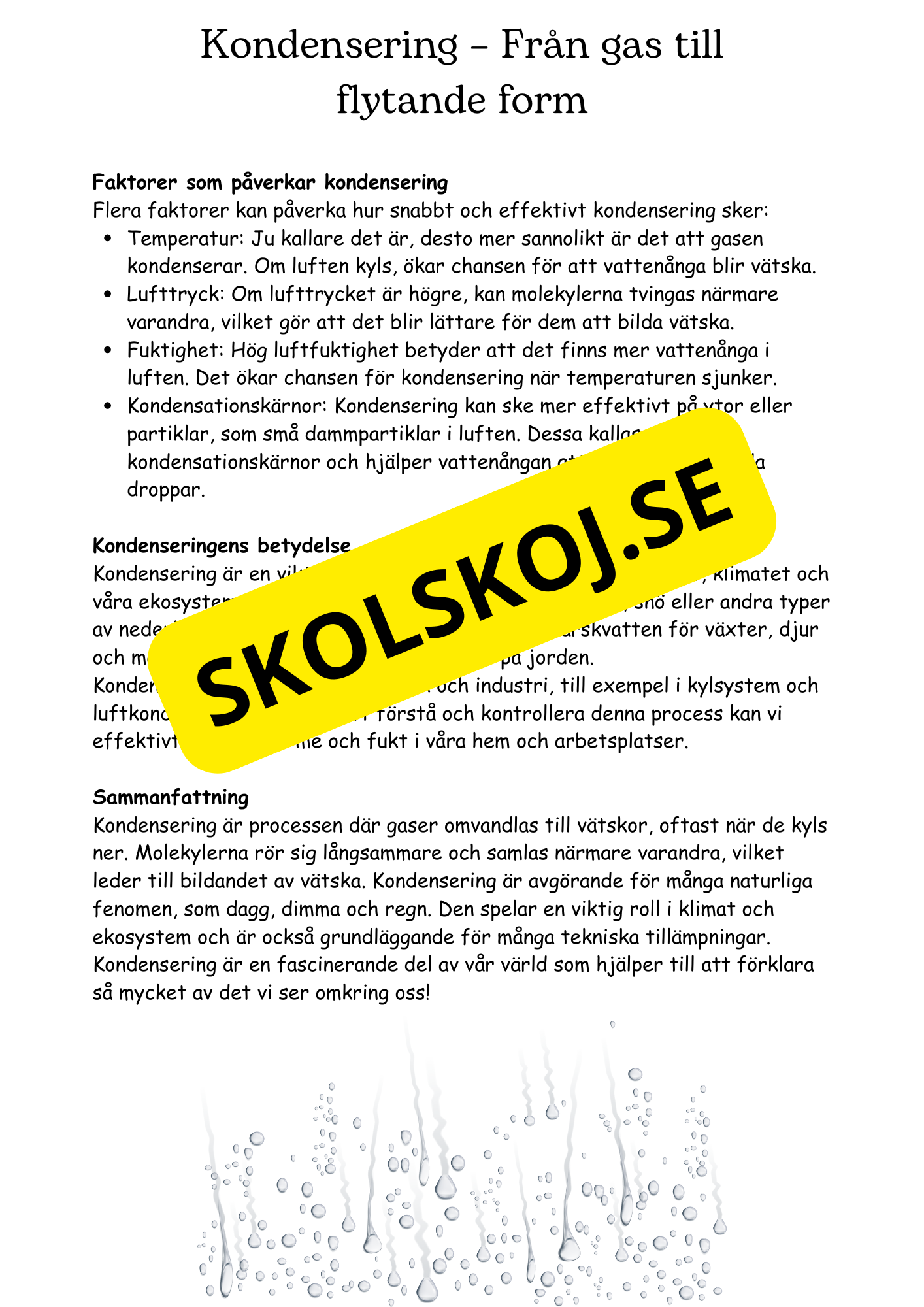 Vattenmolekyler och deras förändringar - Naturorienterande ämnen NO