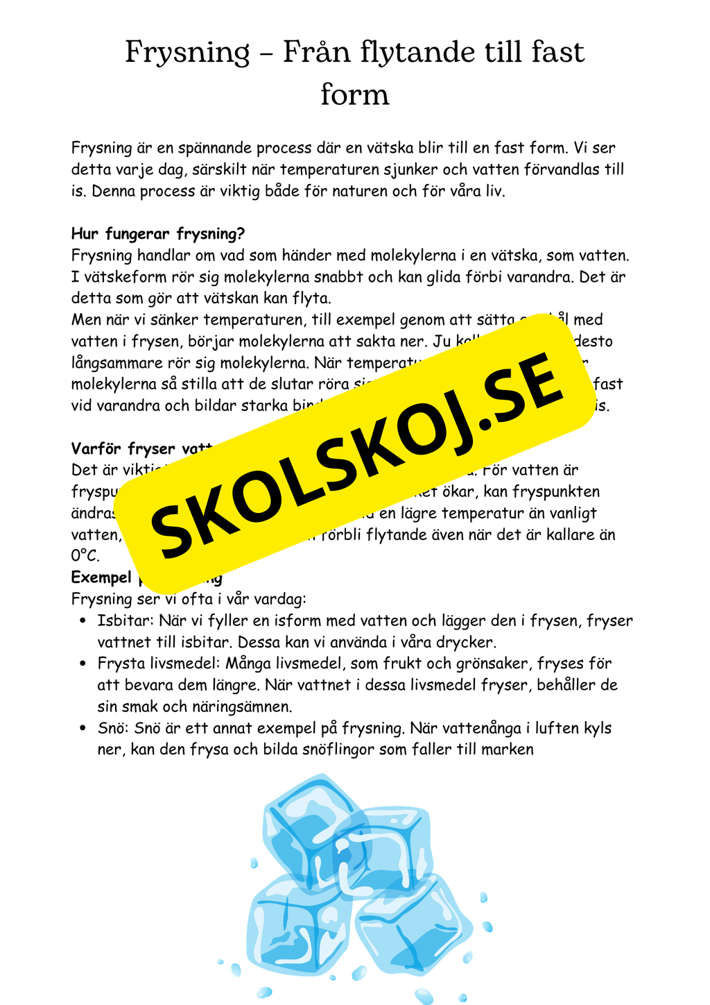 Vattenmolekyler och deras förändringar - Naturorienterande ämnen NO