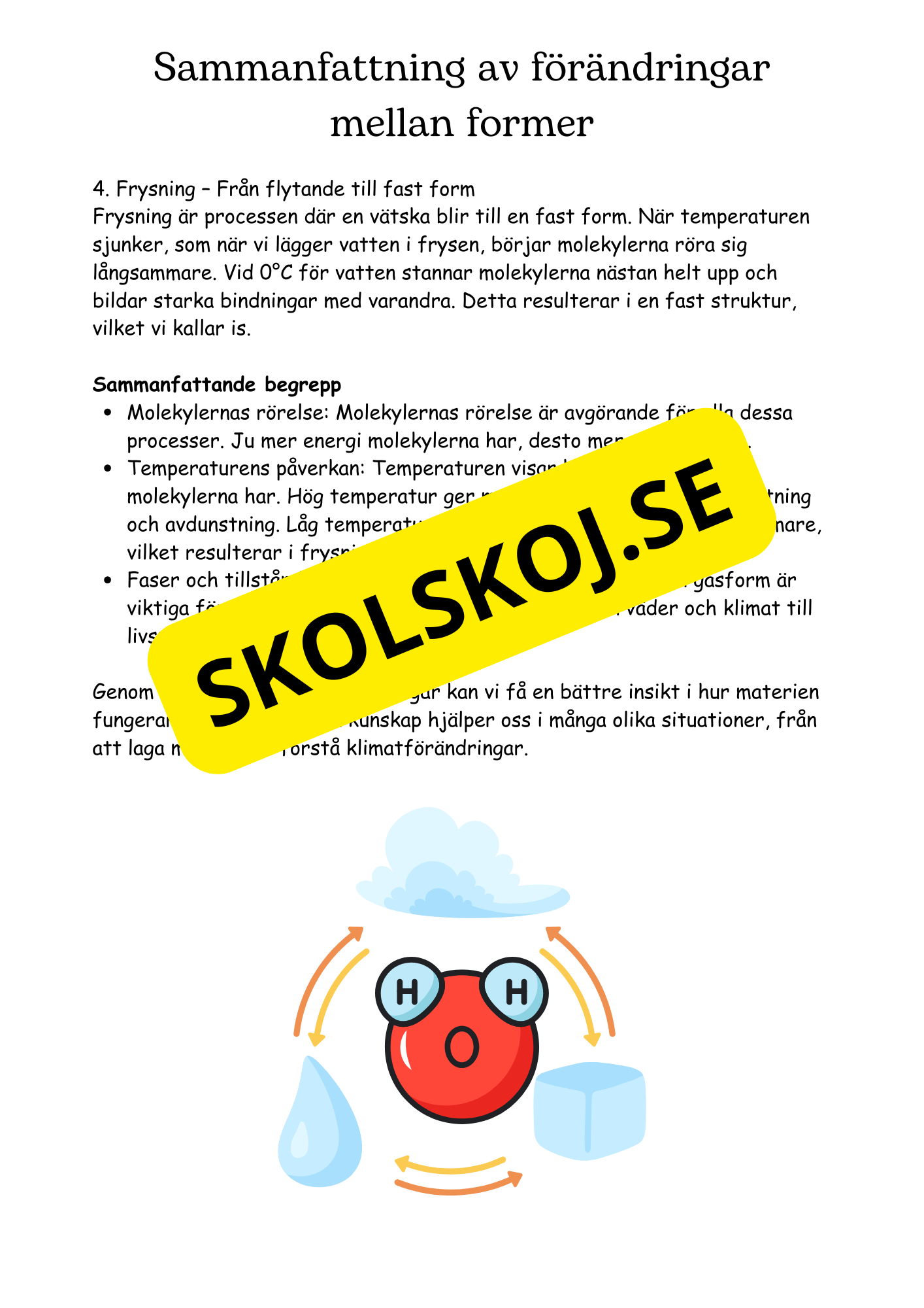Vattenmolekyler och deras förändringar - Naturorienterande ämnen NO
