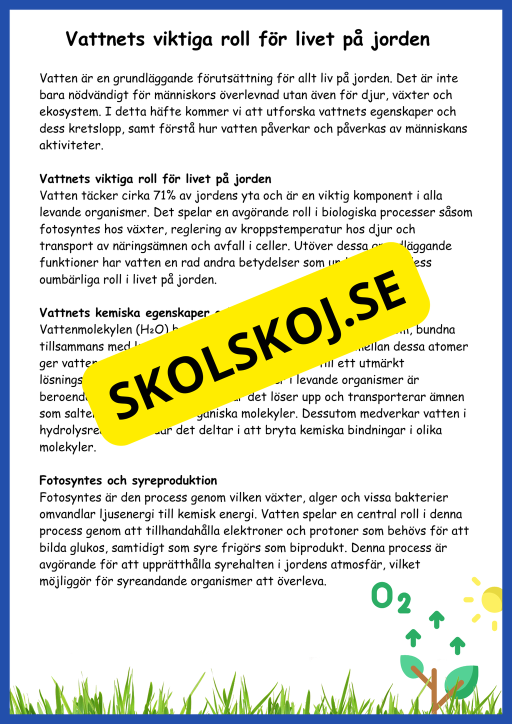 Vattnets egenskaper och kretslopp