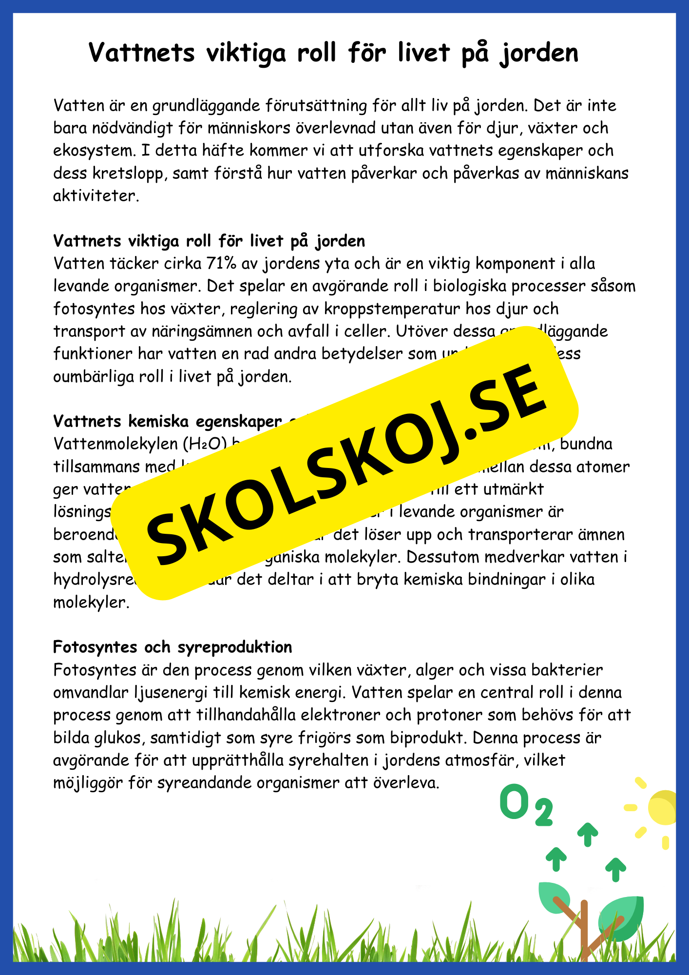 Vattnets egenskaper och kretslopp