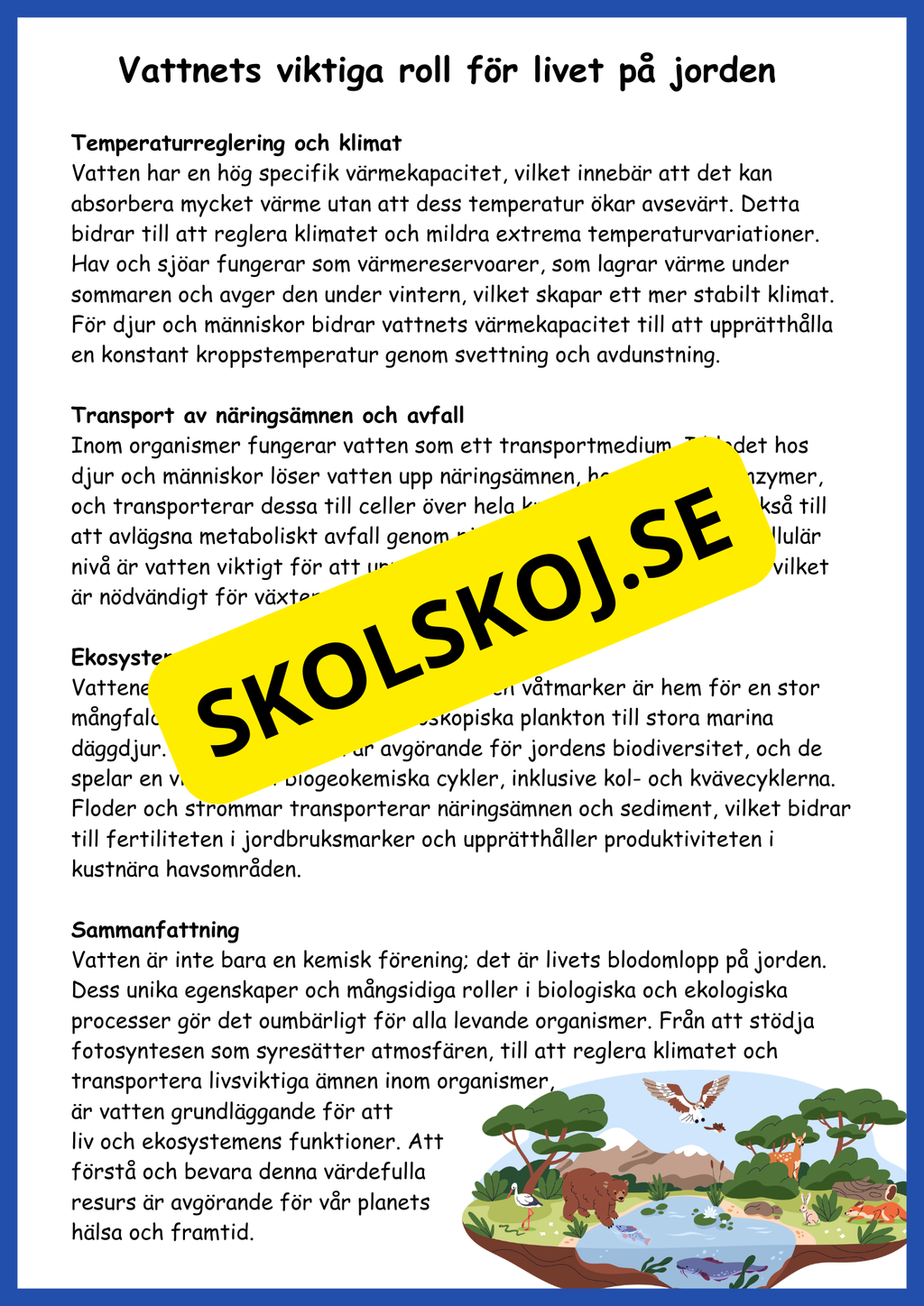 Vattnets egenskaper och kretslopp