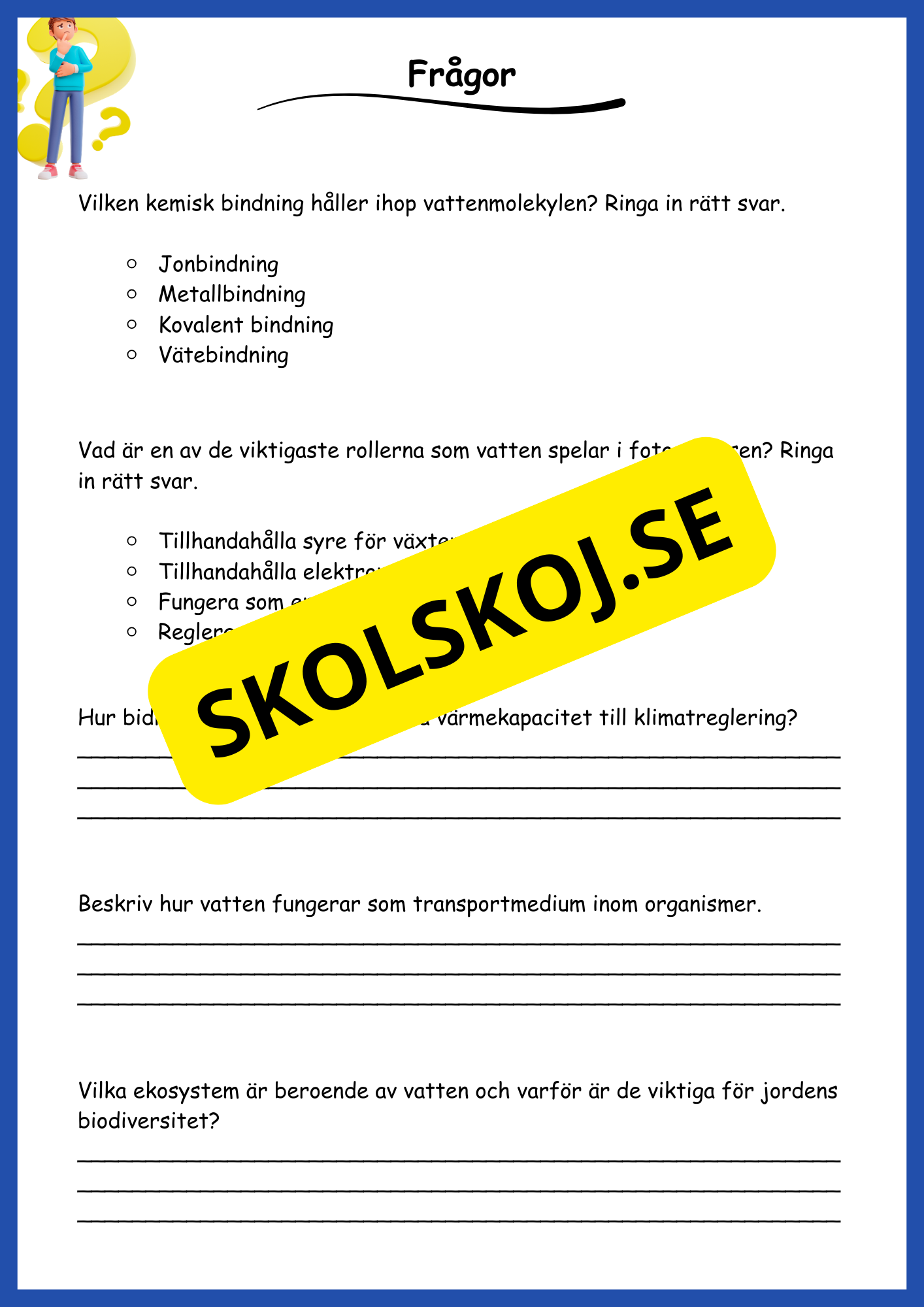 Vattnets egenskaper och kretslopp