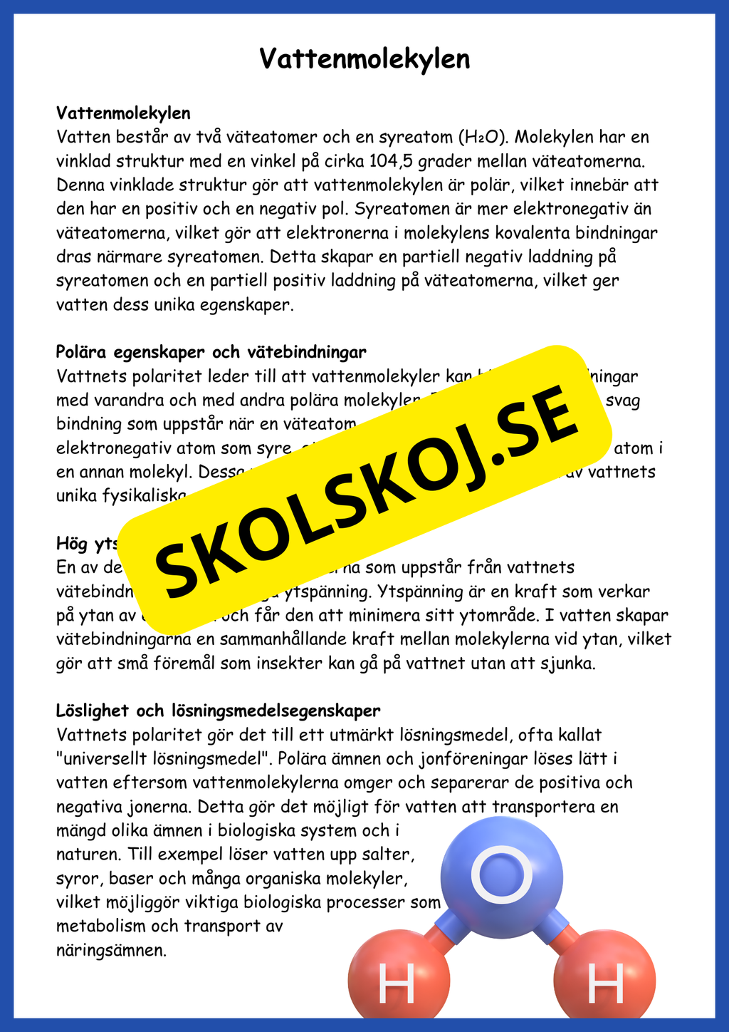 Vattnets egenskaper och kretslopp