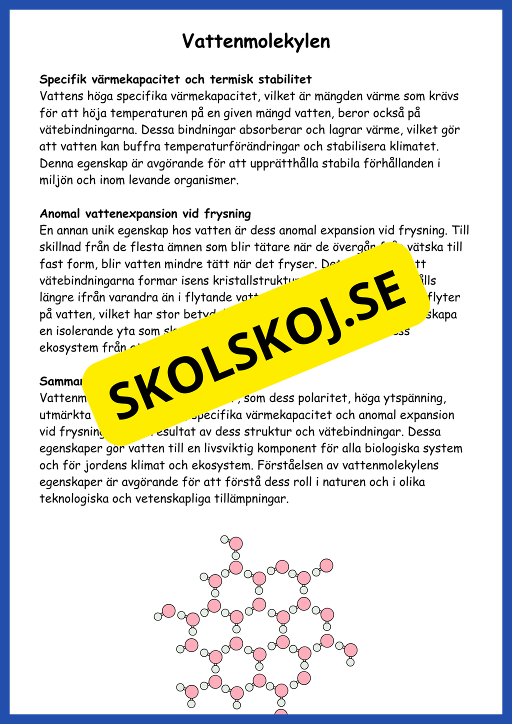 Vattnets egenskaper och kretslopp