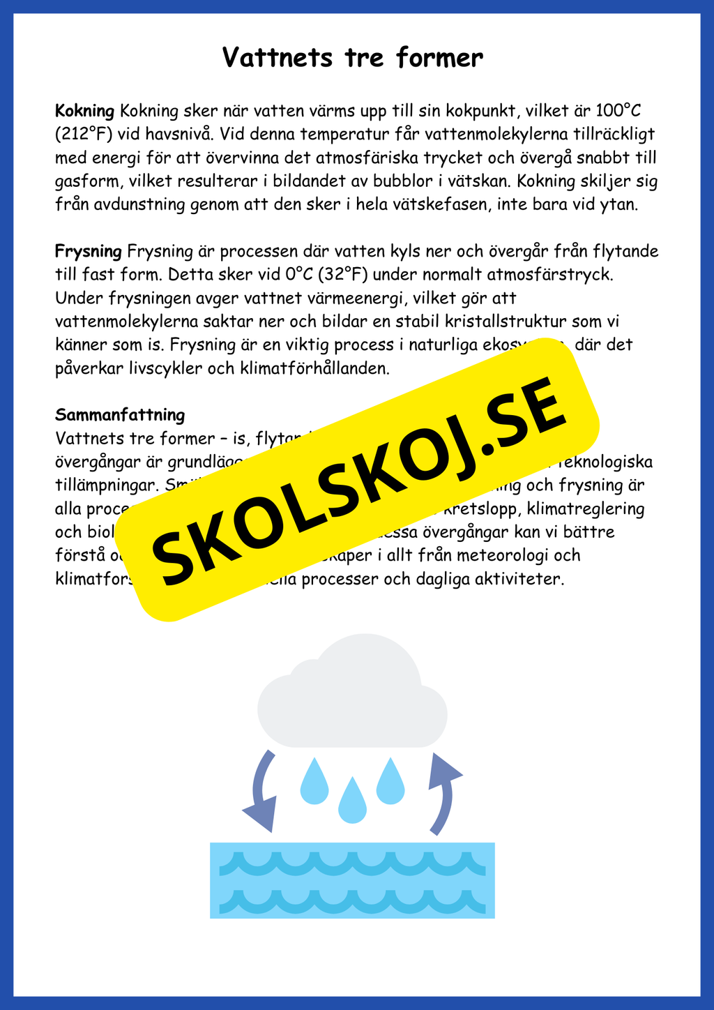 Vattnets egenskaper och kretslopp