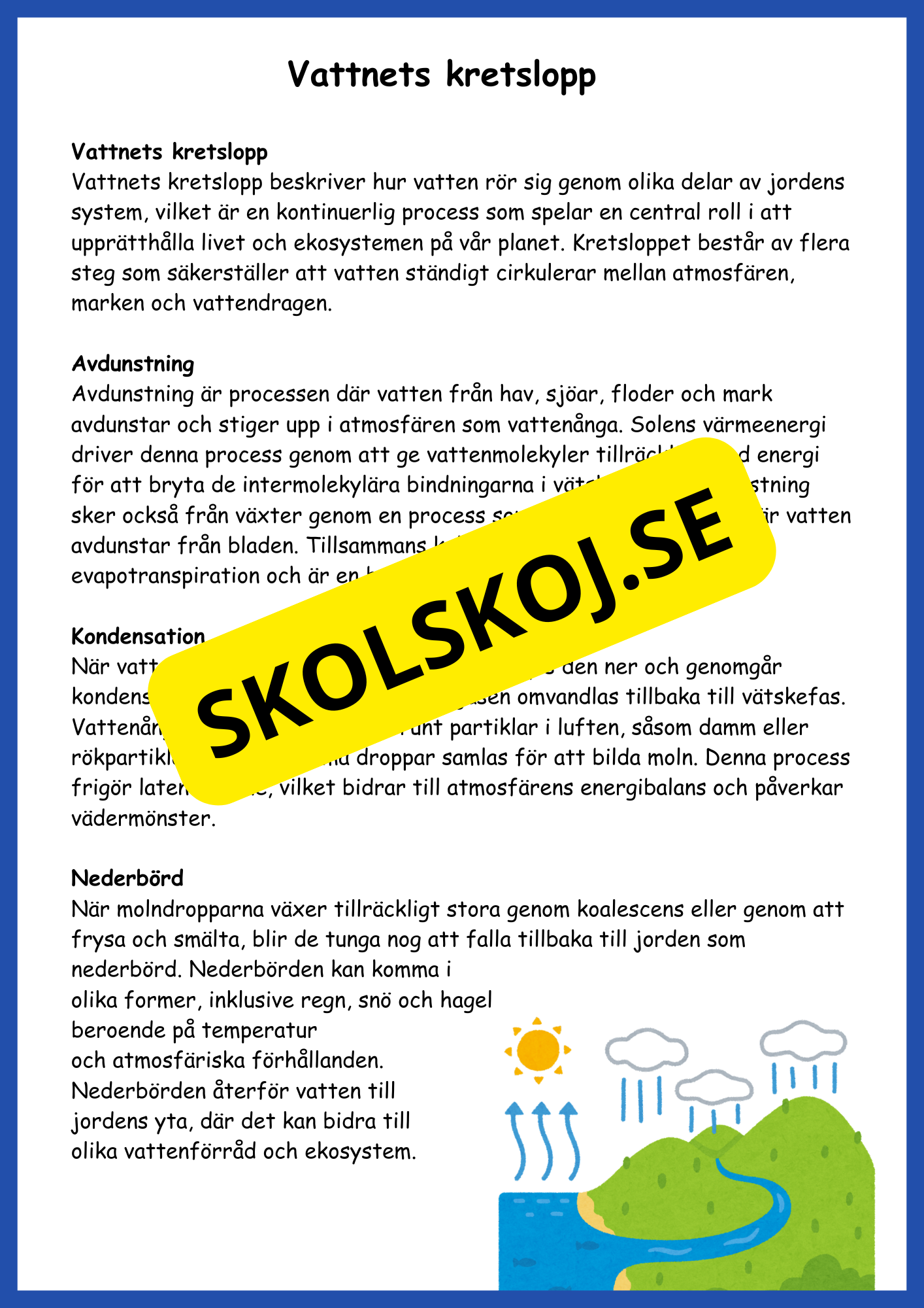 Vattnets egenskaper och kretslopp