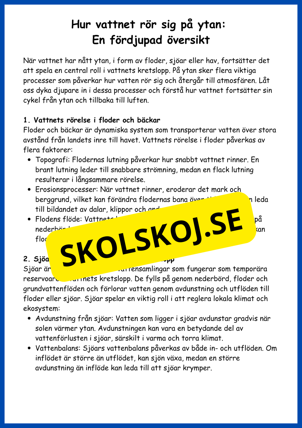 Vattnets kretslopp
