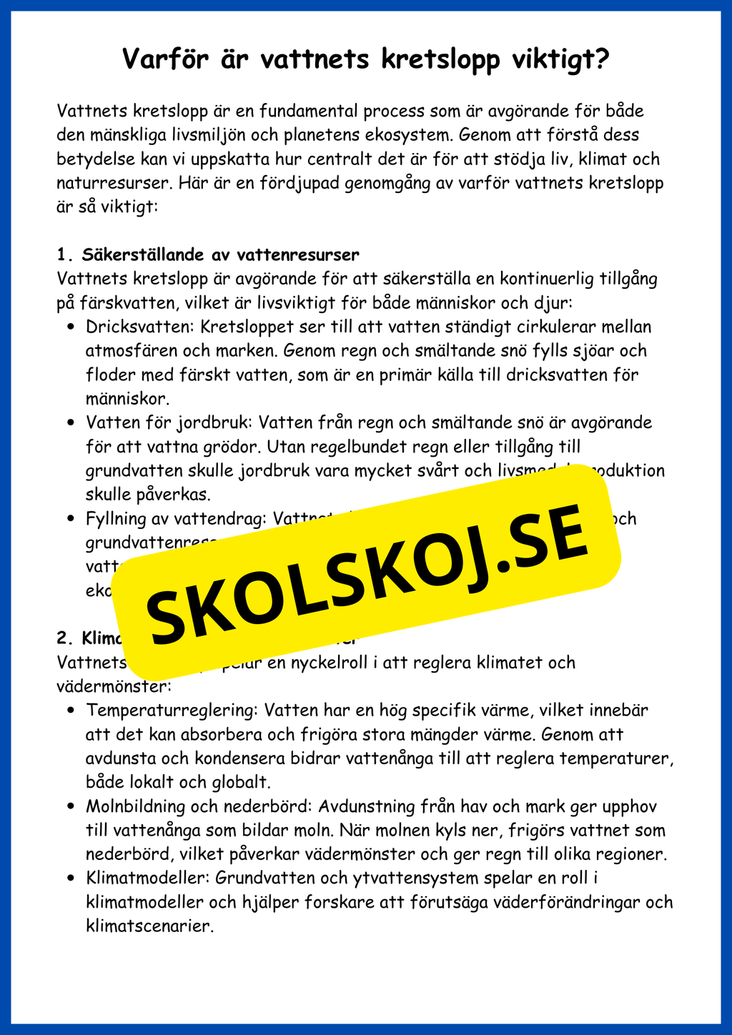 Vattnets kretslopp