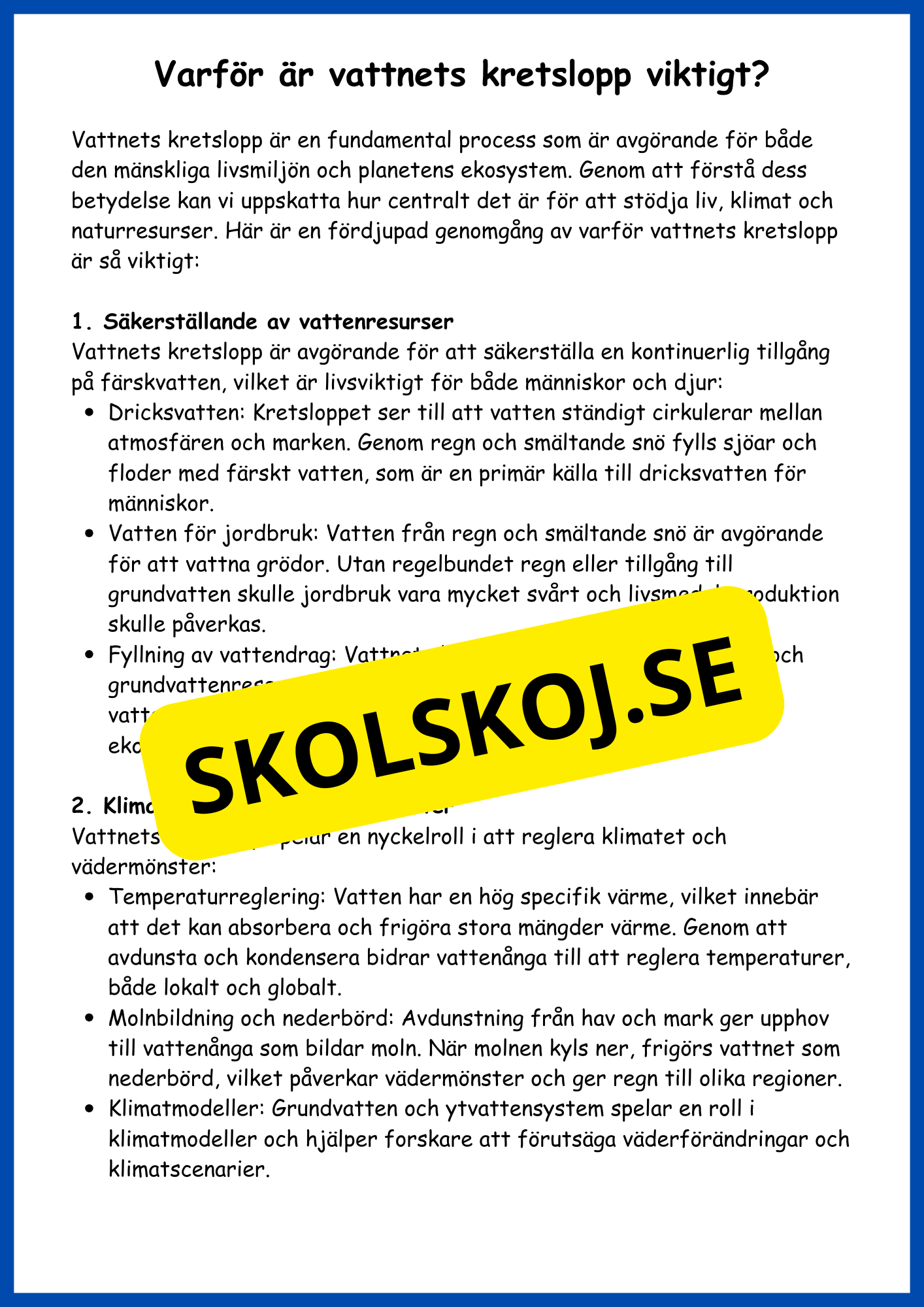 Vattnets kretslopp