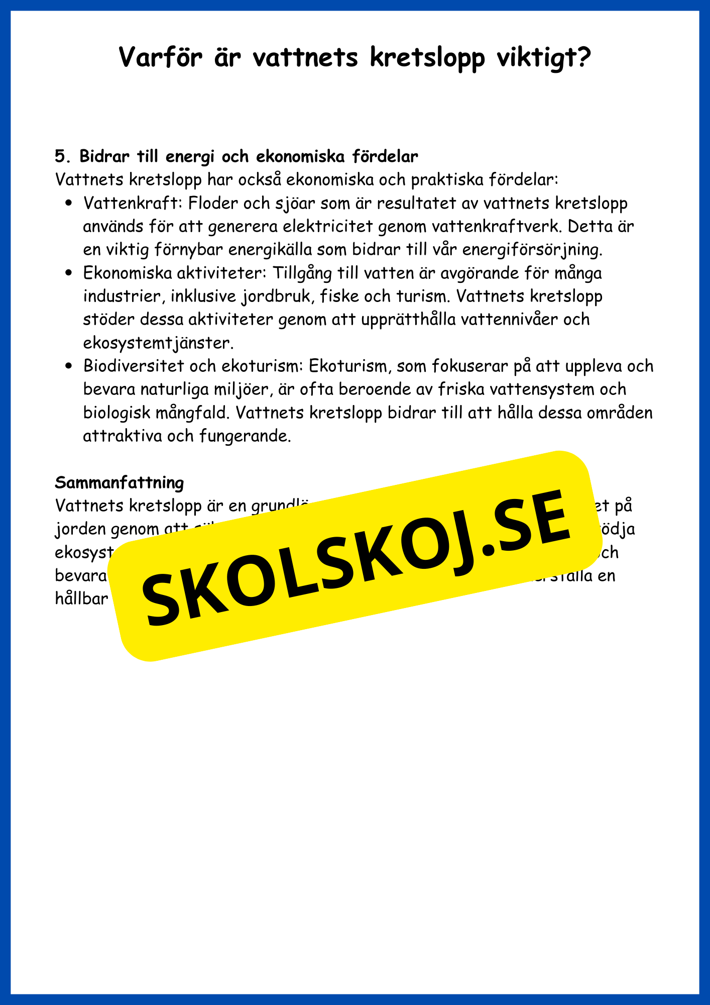 Vattnets kretslopp