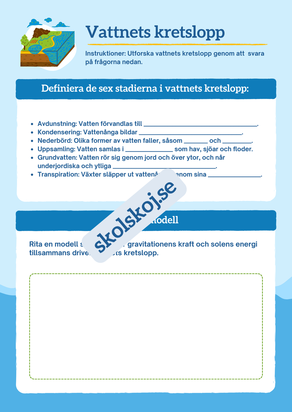 Vattnets kretslopp uppgifter