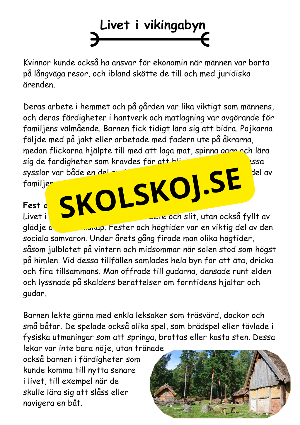 Vikingatiden livet, gudarna och städerna - Läsförståelse