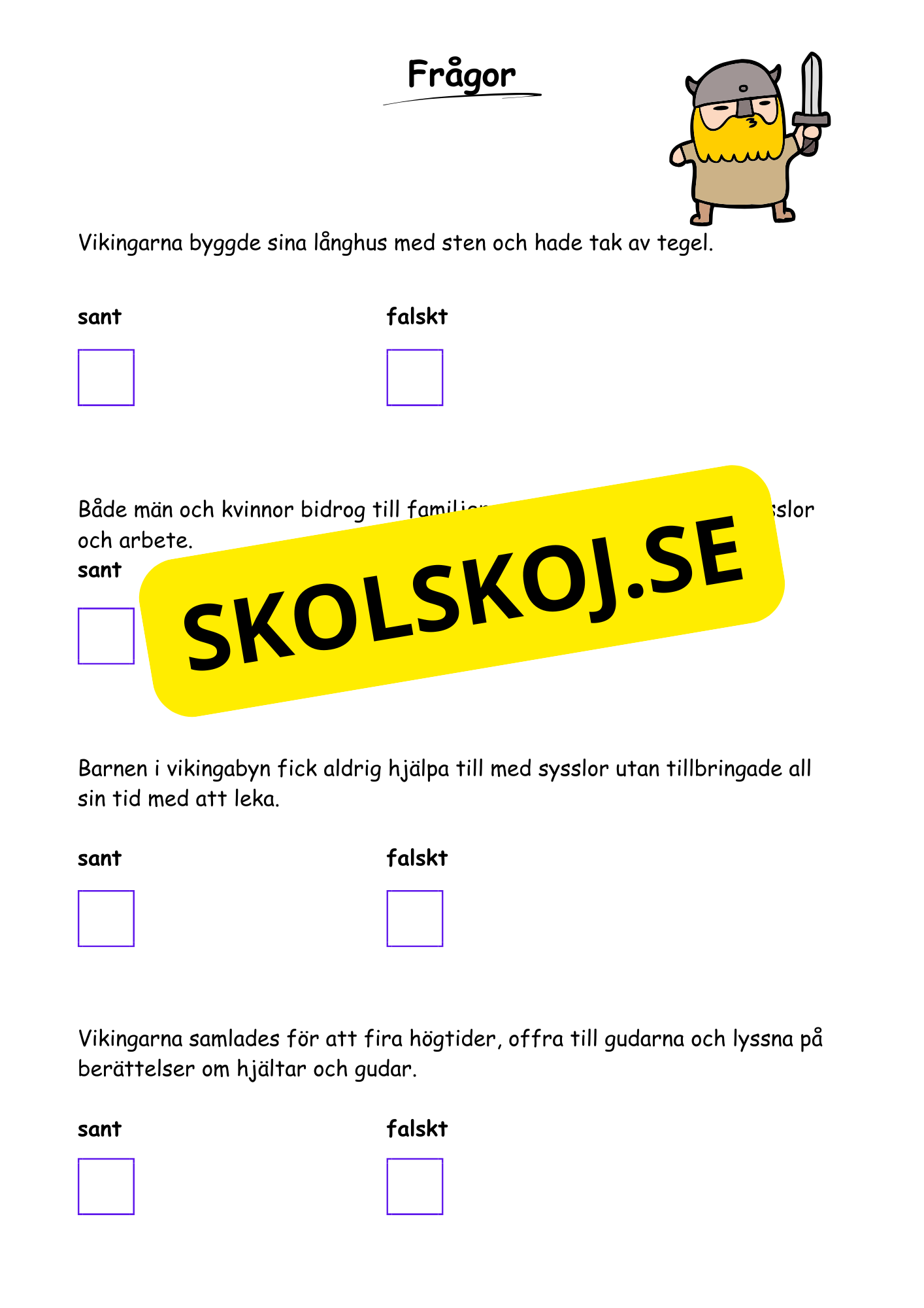 Vikingatiden livet, gudarna och städerna - Läsförståelse