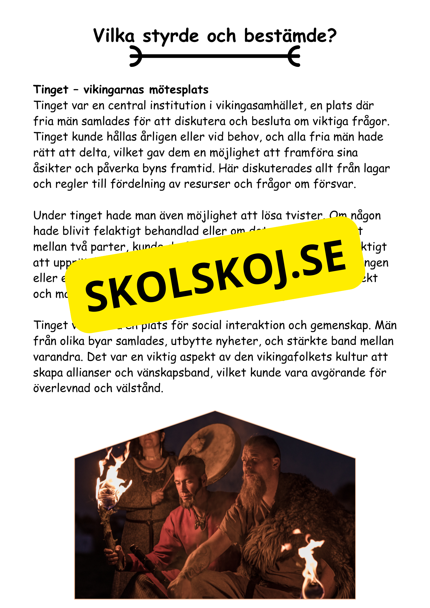 Vikingatiden livet, gudarna och städerna - Läsförståelse
