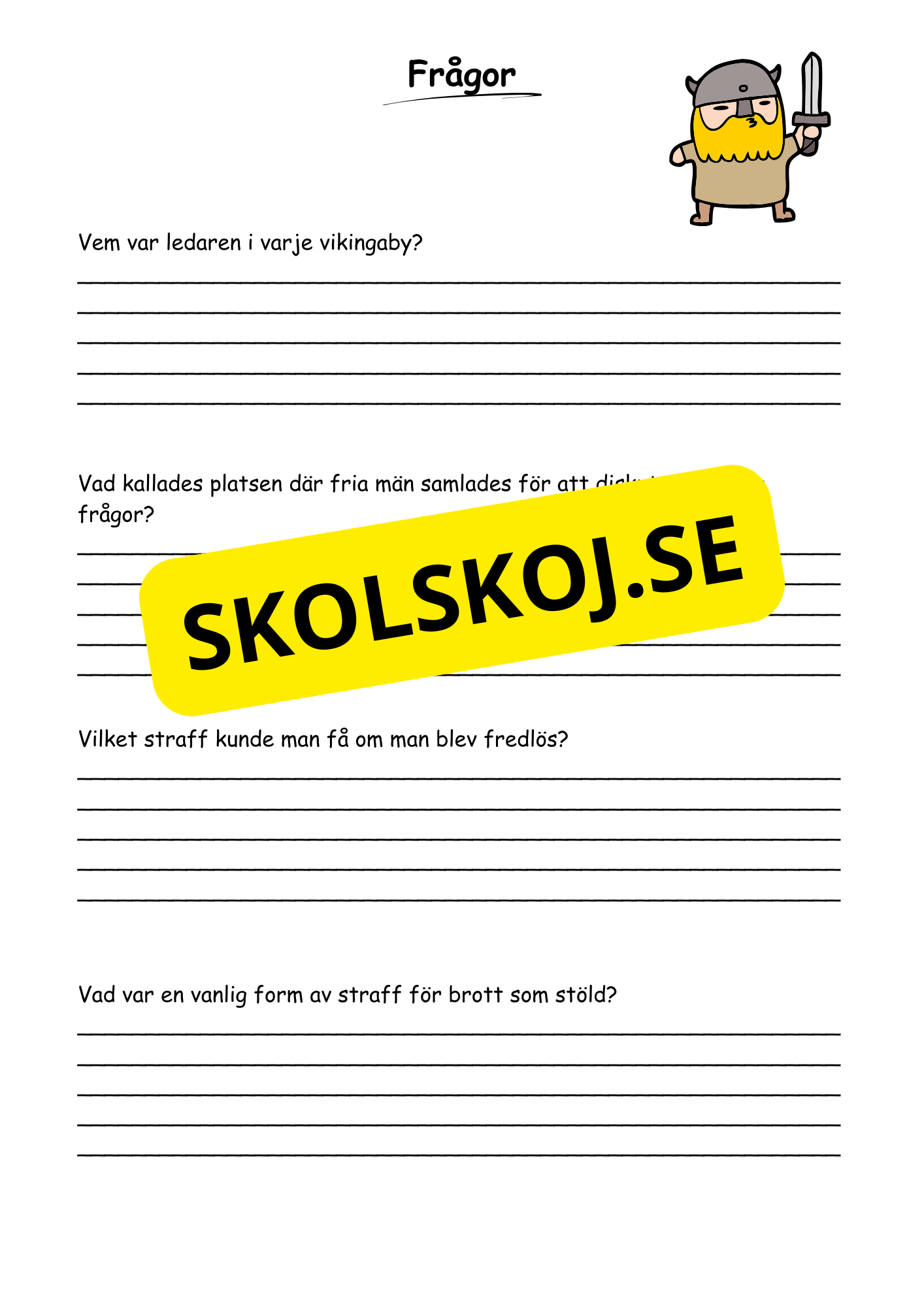 Vikingatiden livet, gudarna och städerna - Läsförståelse