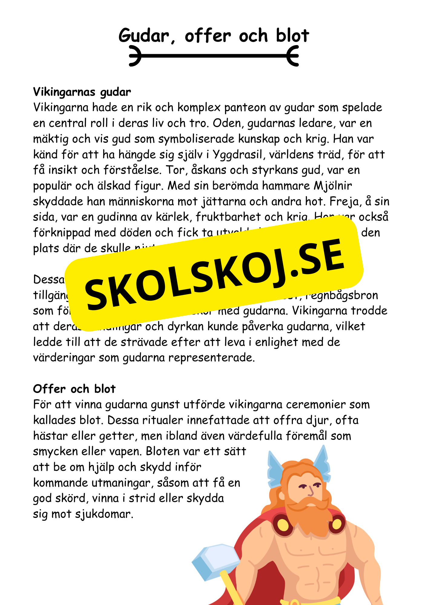 Vikingatiden livet, gudarna och städerna - Läsförståelse