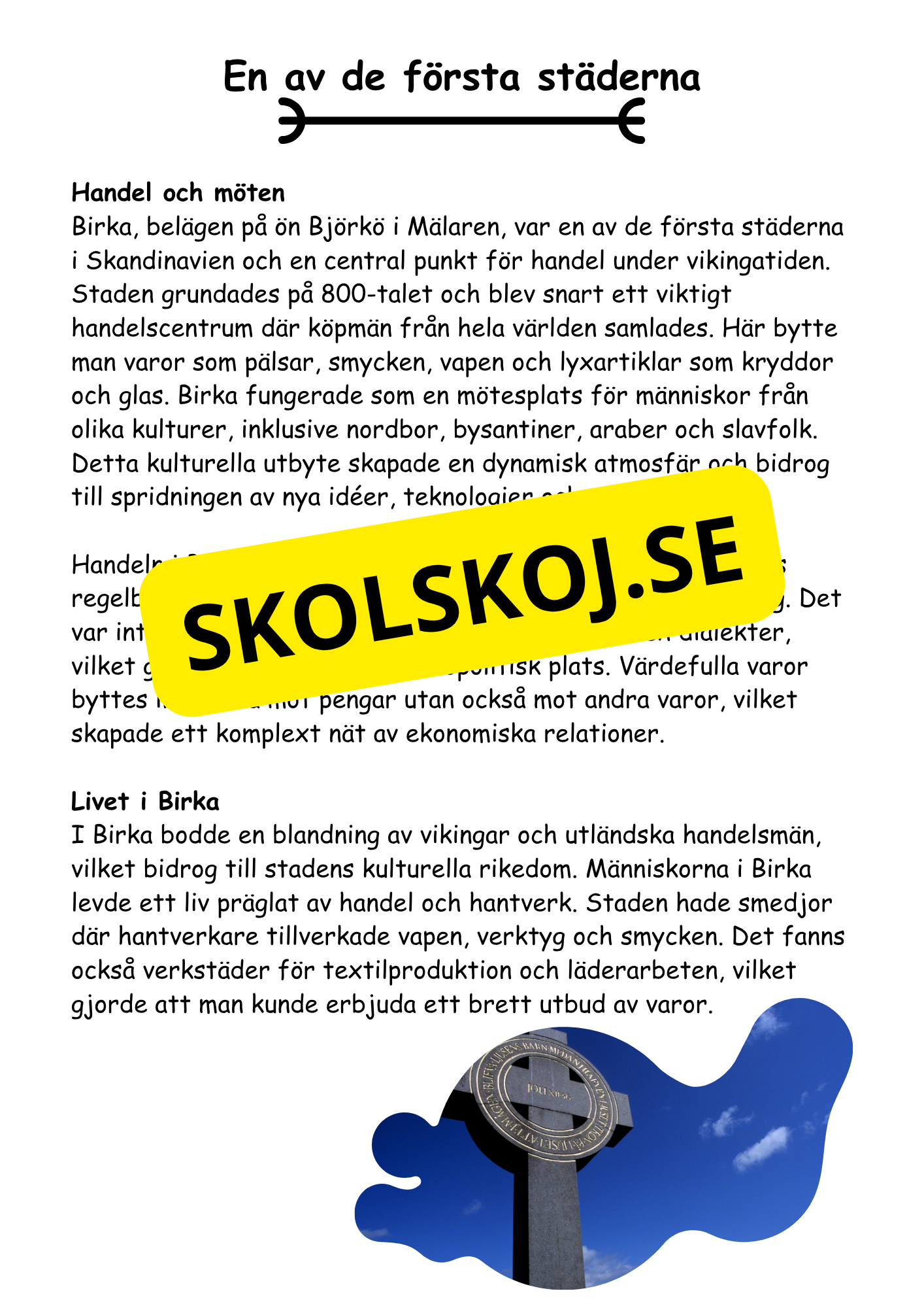 Vikingatiden livet, gudarna och städerna - Läsförståelse