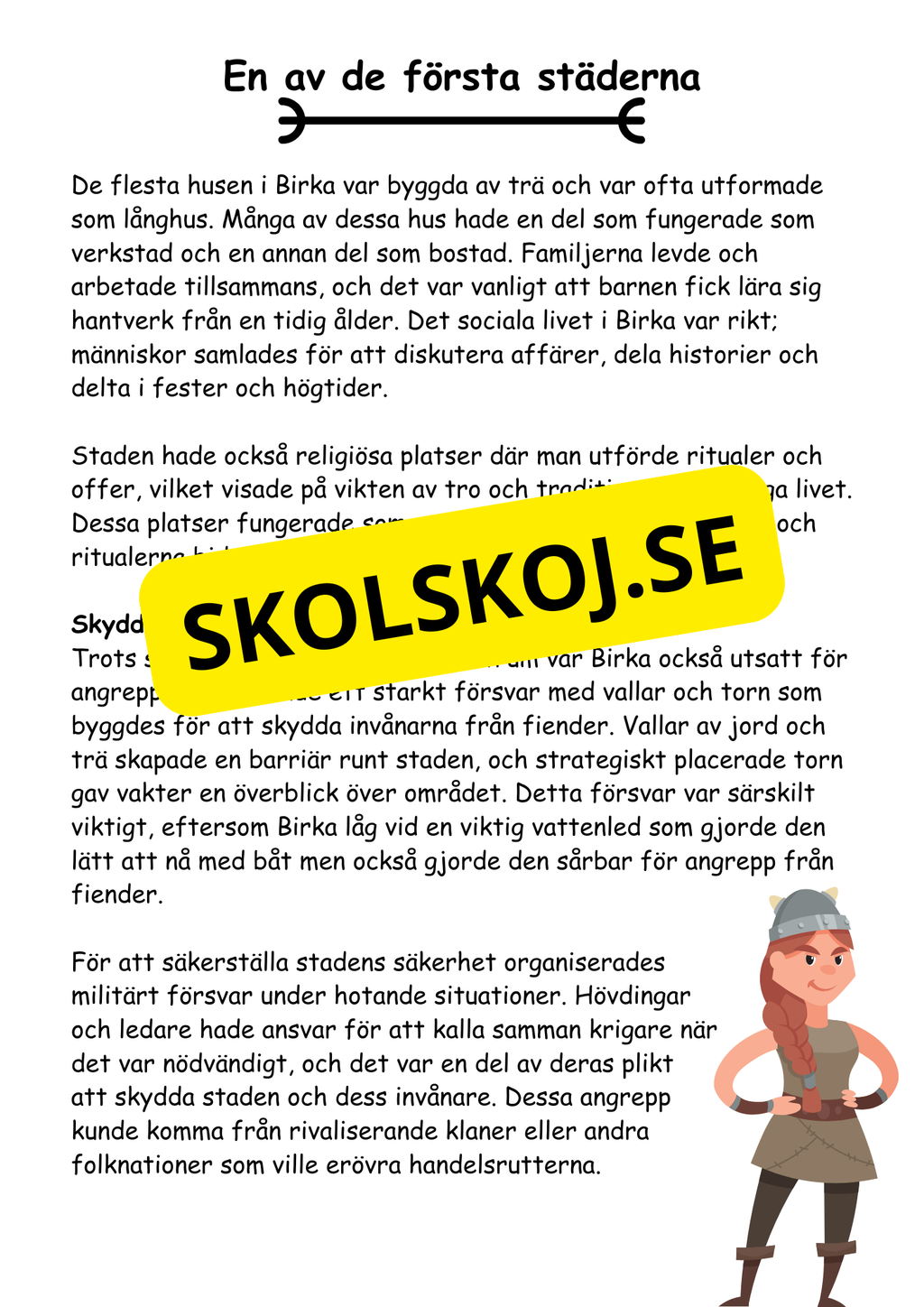 Vikingatiden livet, gudarna och städerna - Läsförståelse
