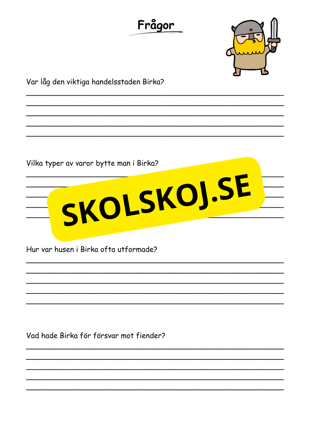 Vikingatiden livet, gudarna och städerna - Läsförståelse