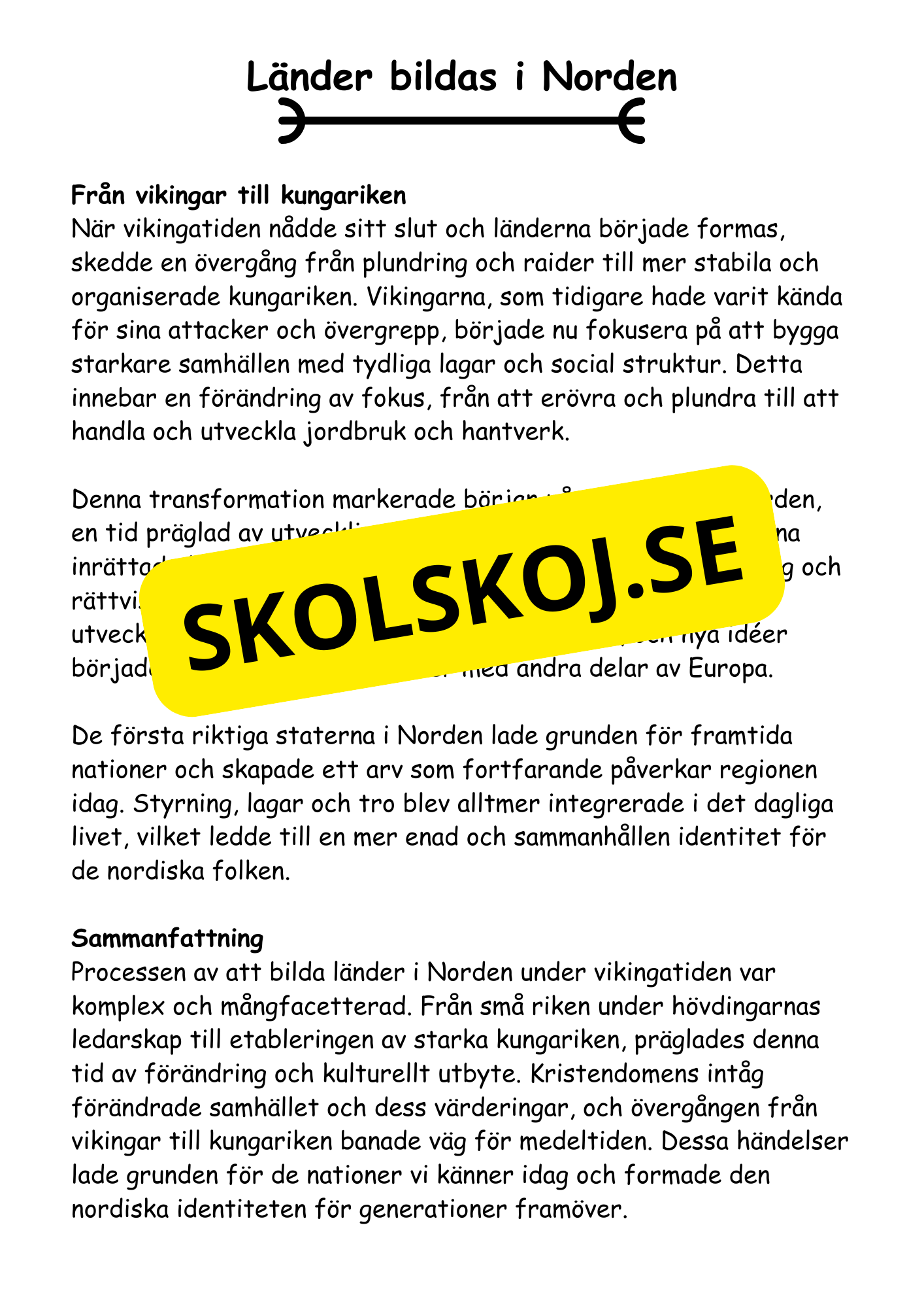 Vikingatiden livet, gudarna och städerna - Läsförståelse