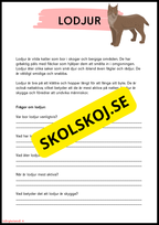 Vilda djur i Sverige – Läsförståelse med två nivåer för lågstadiet