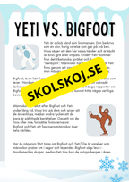 Yeti vs Bigfoot - Läsförståelse och lite till
