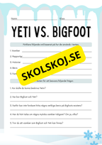 Yeti vs Bigfoot - Läsförståelse och lite till