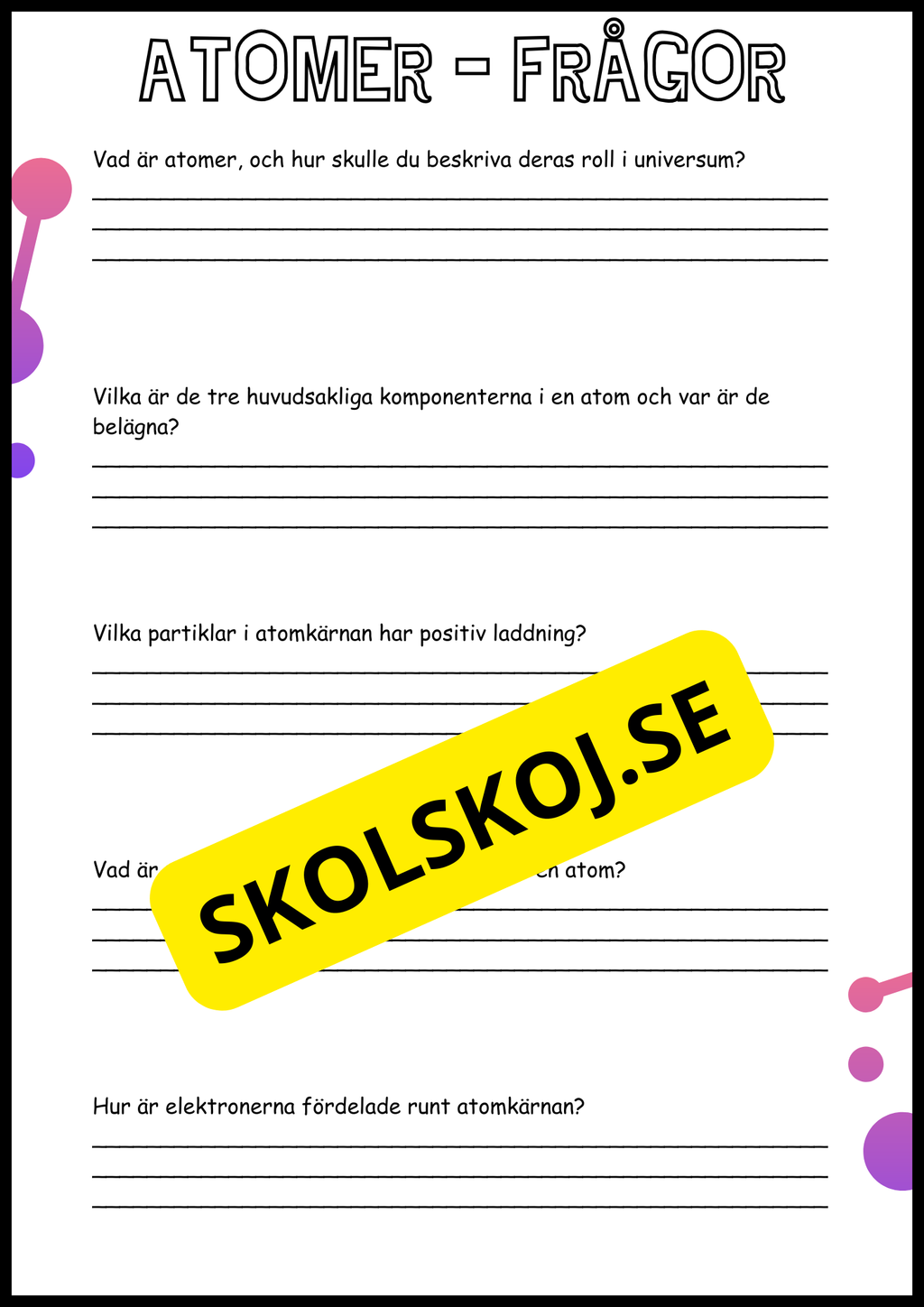 Atomer, molekyler och grundämnen - NO