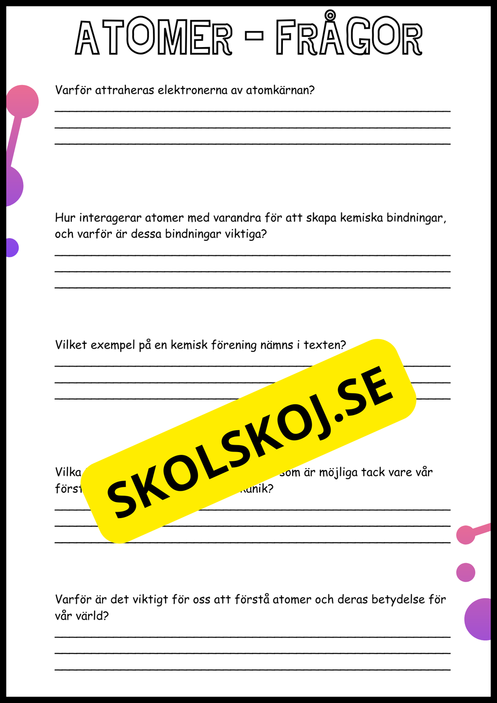 Atomer, molekyler och grundämnen - NO