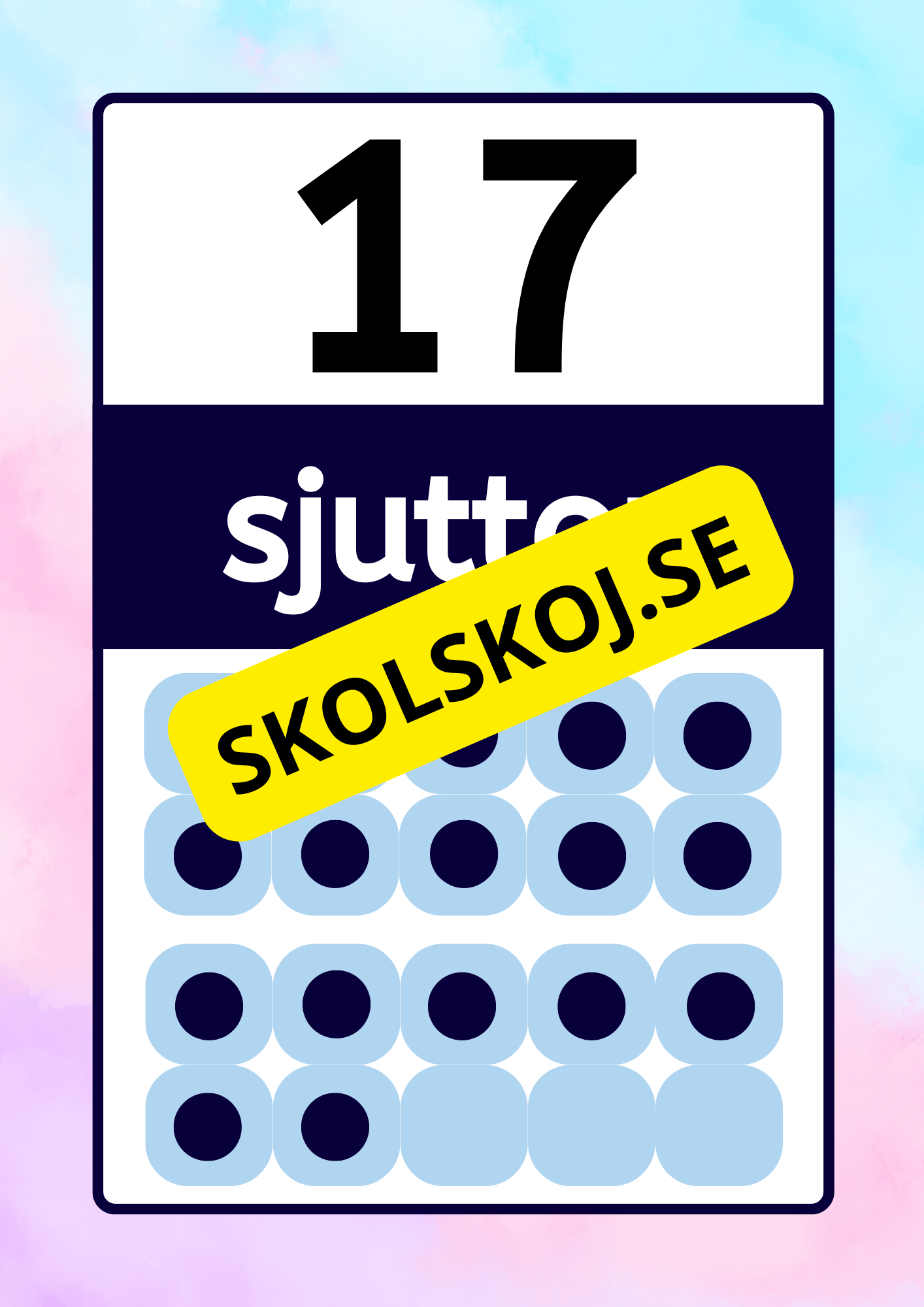 Väggsiffror - 1 - 20 - A4 format