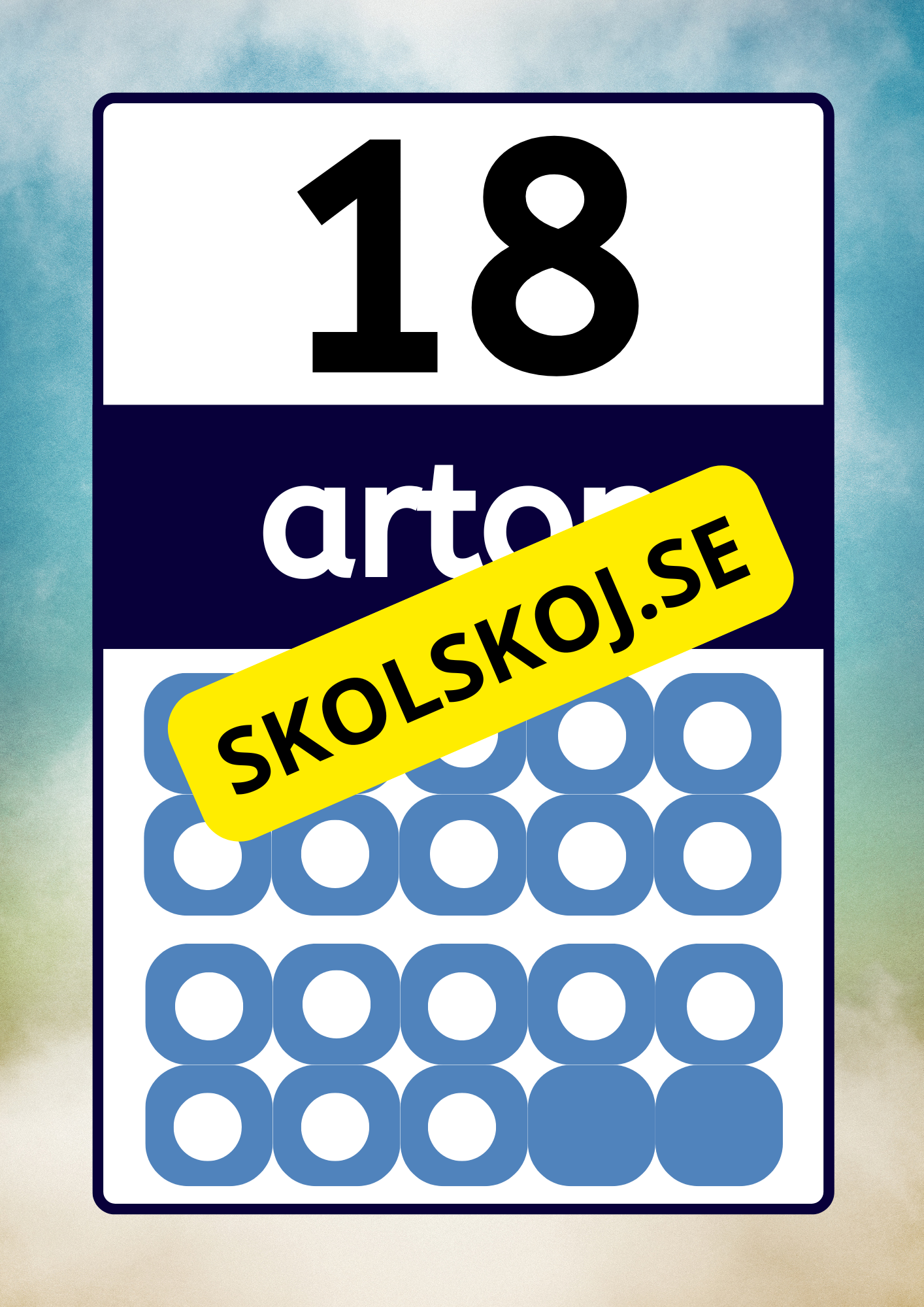 Väggsiffror - 1 - 20 - A4 format