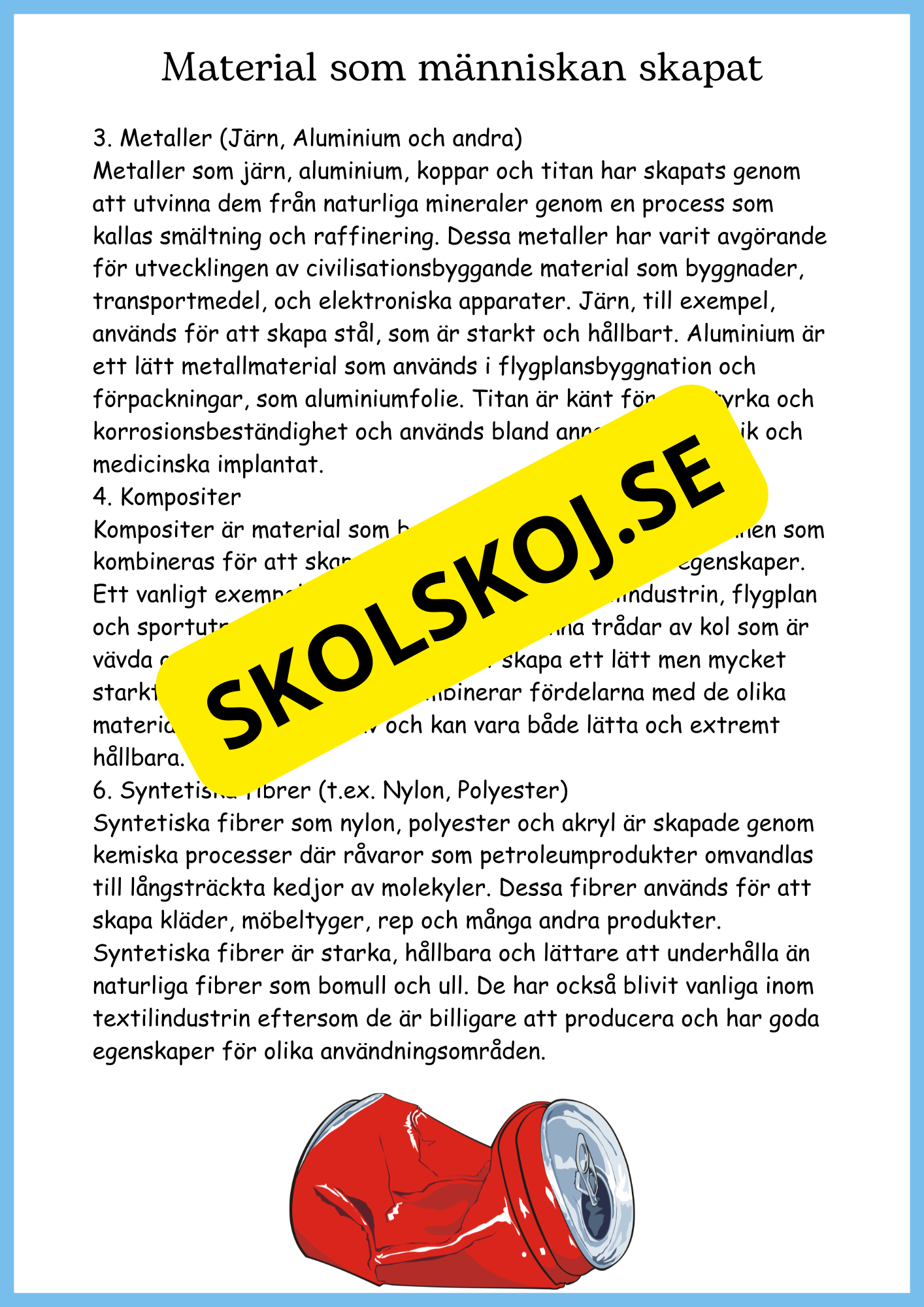 Vattnets kretslopp och materialens betydelse - Läsförståelse - Åk 4 - 6