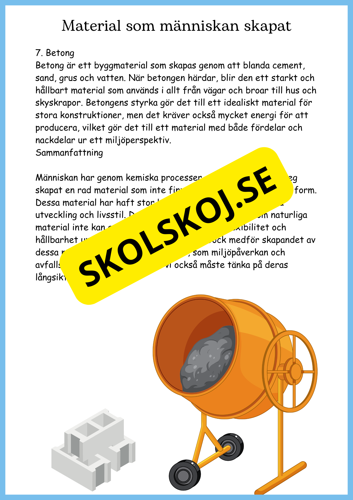 Vattnets kretslopp och materialens betydelse - Läsförståelse - Åk 4 - 6
