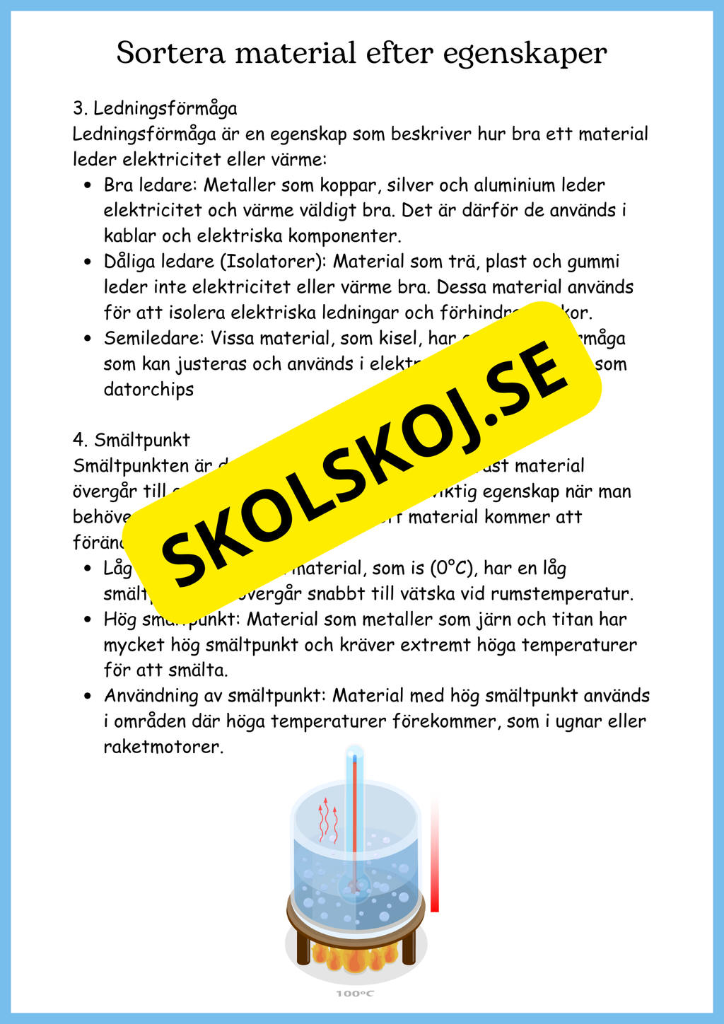 Vattnets kretslopp och materialens betydelse - Läsförståelse - Åk 4 - 6