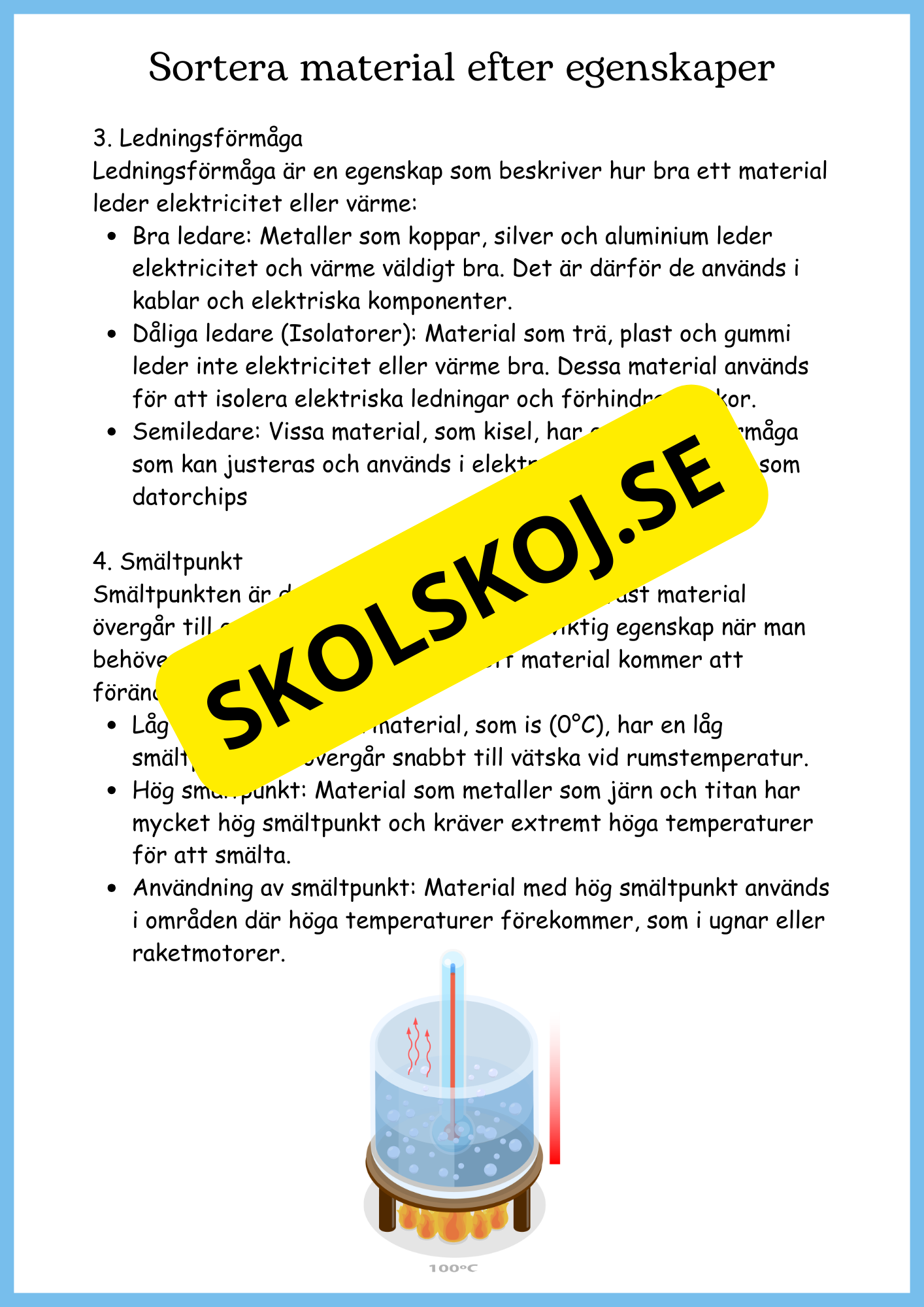 Vattnets kretslopp och materialens betydelse - Läsförståelse - Åk 4 - 6