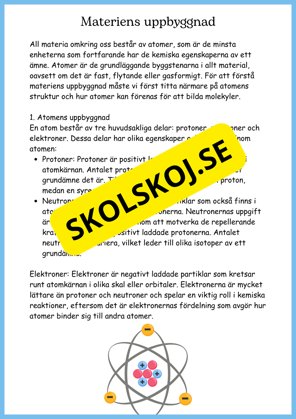 Vattnets kretslopp och materialens betydelse - Läsförståelse - Åk 4 - 6