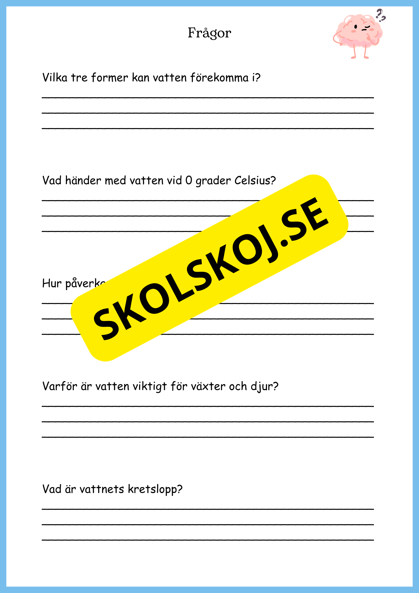 Vattnets kretslopp och materialens betydelse - Läsförståelse - Åk 4 - 6