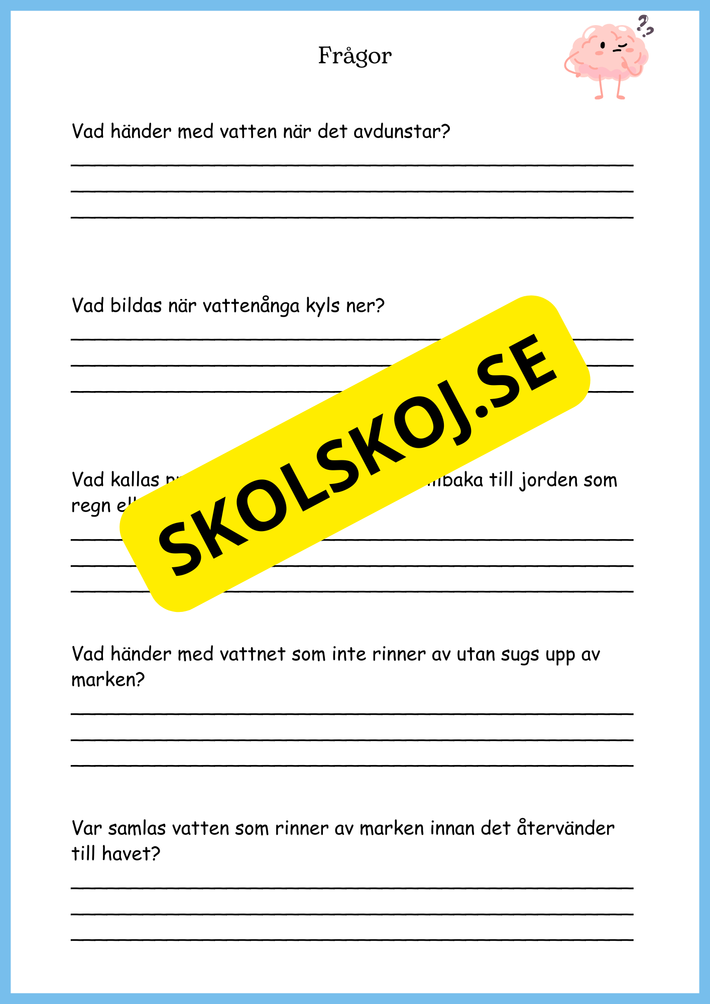 Vattnets kretslopp och materialens betydelse - Läsförståelse - Åk 4 - 6
