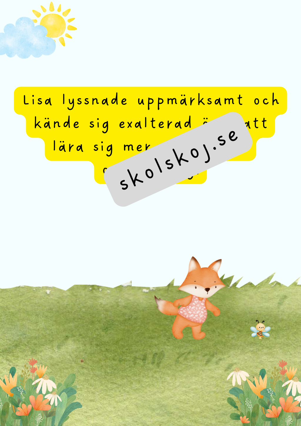 Lisa den nyfikna räven - Läsförståelse + frågor