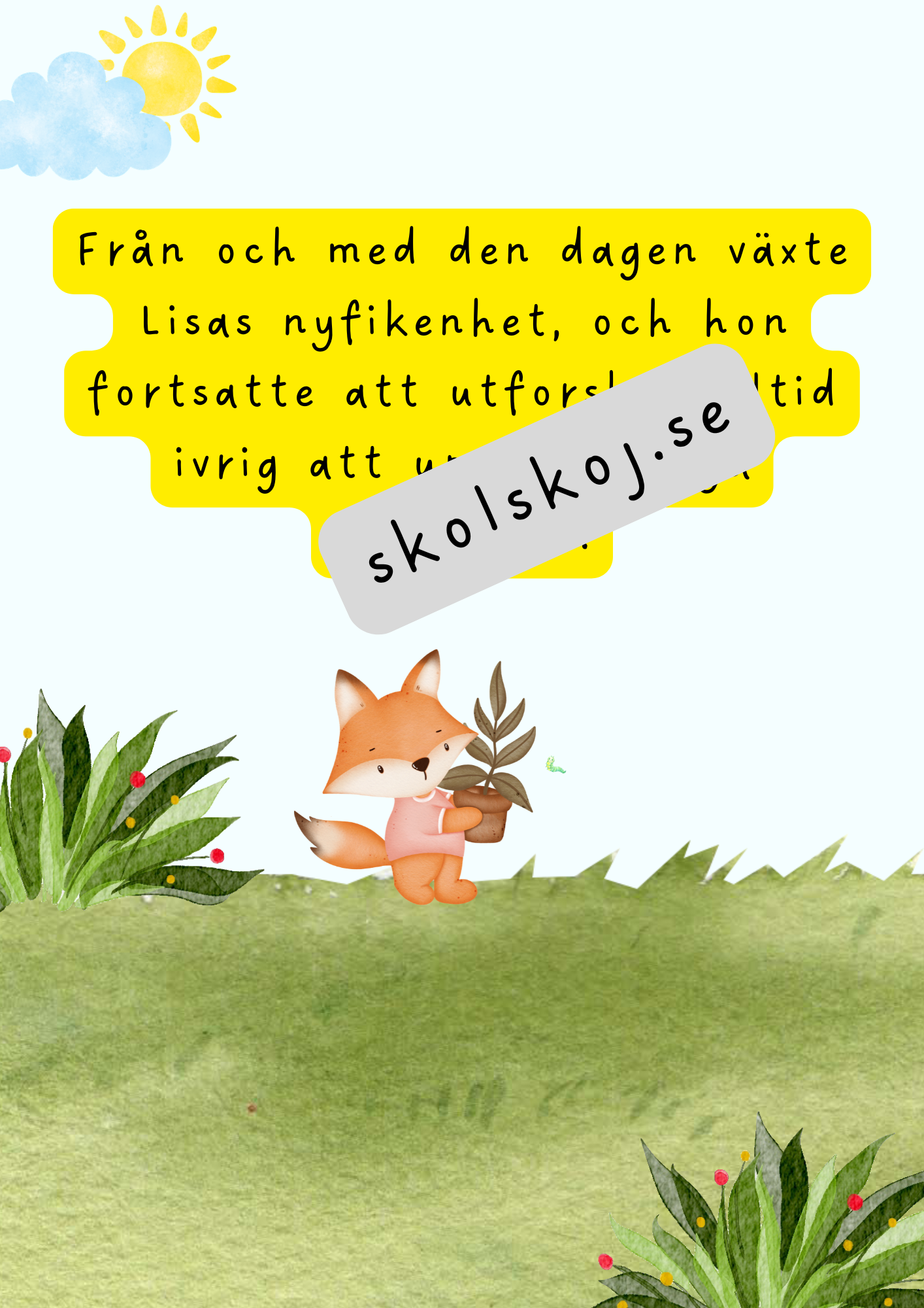 Lisa den nyfikna räven - Läsförståelse + frågor