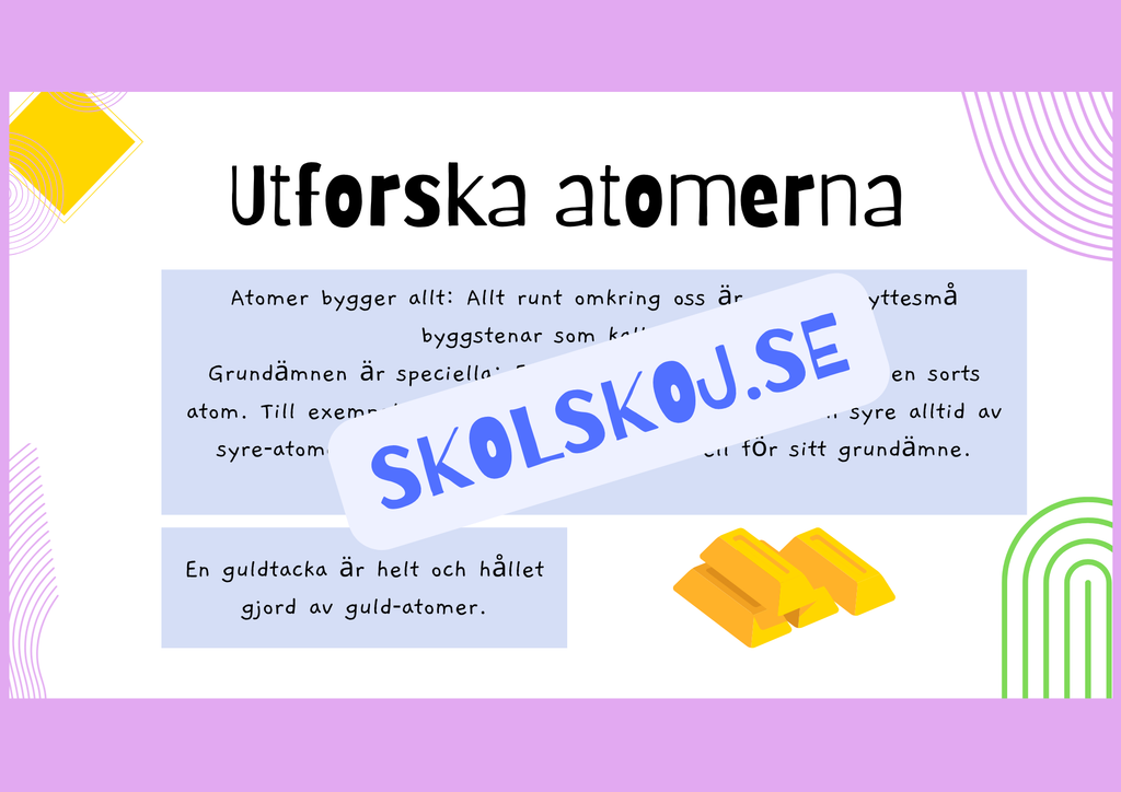Upptäck atomernas värld - Presentation + Frågor - Årskurs 6 - 9